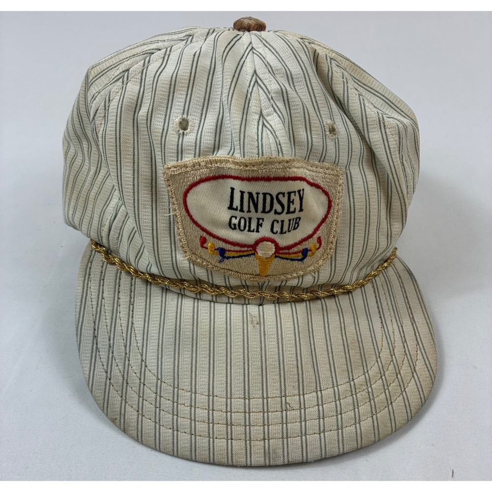 Town Talk Lindsey Golf Club Hat Mens OSFA Cream Pinstripe Vintage Fair Rope Cap
